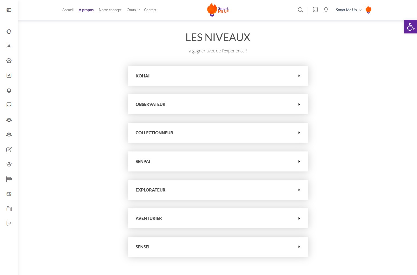 Niveaux Smart Me Up